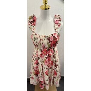 Abercrombie & Fitch Puff Sleeve Babydoll Ruched Floral Mini Dress Small NWT